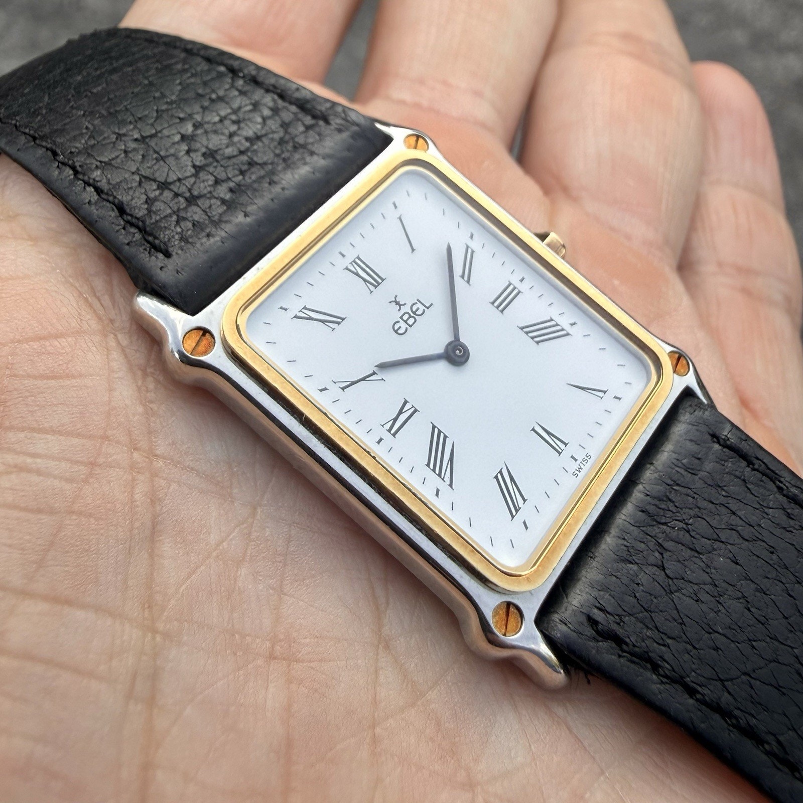 Vintage Ebel 181902 Tank Style Wrist Watch 1911 Solid 18k Gold Bezel Two Tone — image 6 of 8